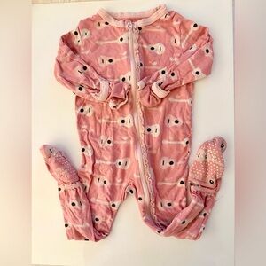 Kickee Pants Pink Guitar Print Footed One-Piece Pajama